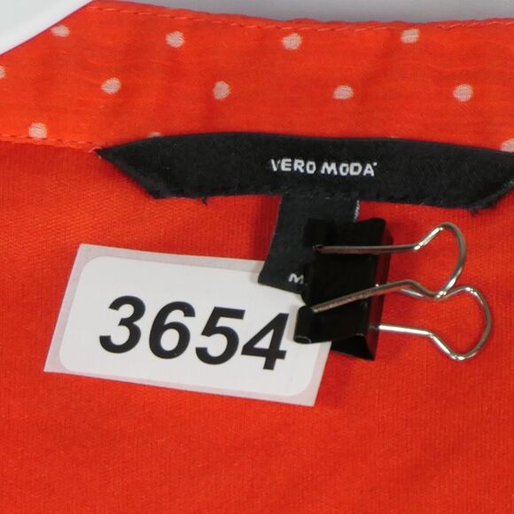 Vero Moda Orange Dress Womens Medium Sheer Sleeves Smocked Waist Lightweight - Picture 13 of 13